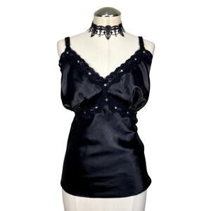 Y2K TRIPP Satin Lace Grommet Mallgoth Emo Goth Punk Alt Vamp Tank Blouse 1XL